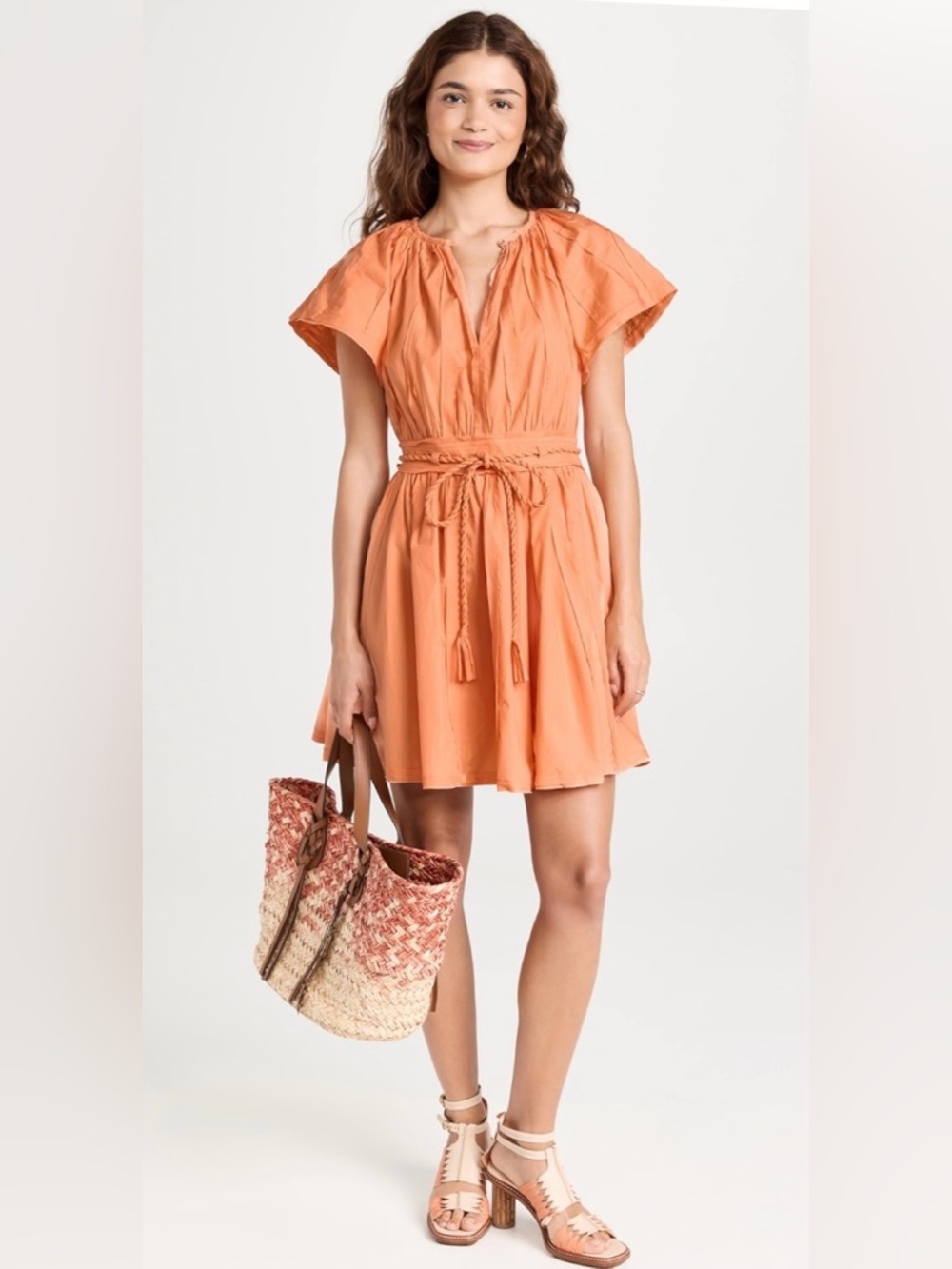 Ulla Johnson Jessa Poplin Mini Dress  In Corral Size 14